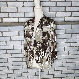 • Easywear By Chicos Multicolor Brown Open Cardigan 3/4 Sleeve Size 1 - Medium 8